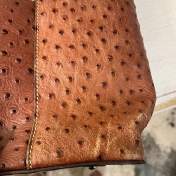 🔥🔥🔥Dooney & Bourke Ostrich collection Lexington Tote tan and brown leather - Picture 15 of 15